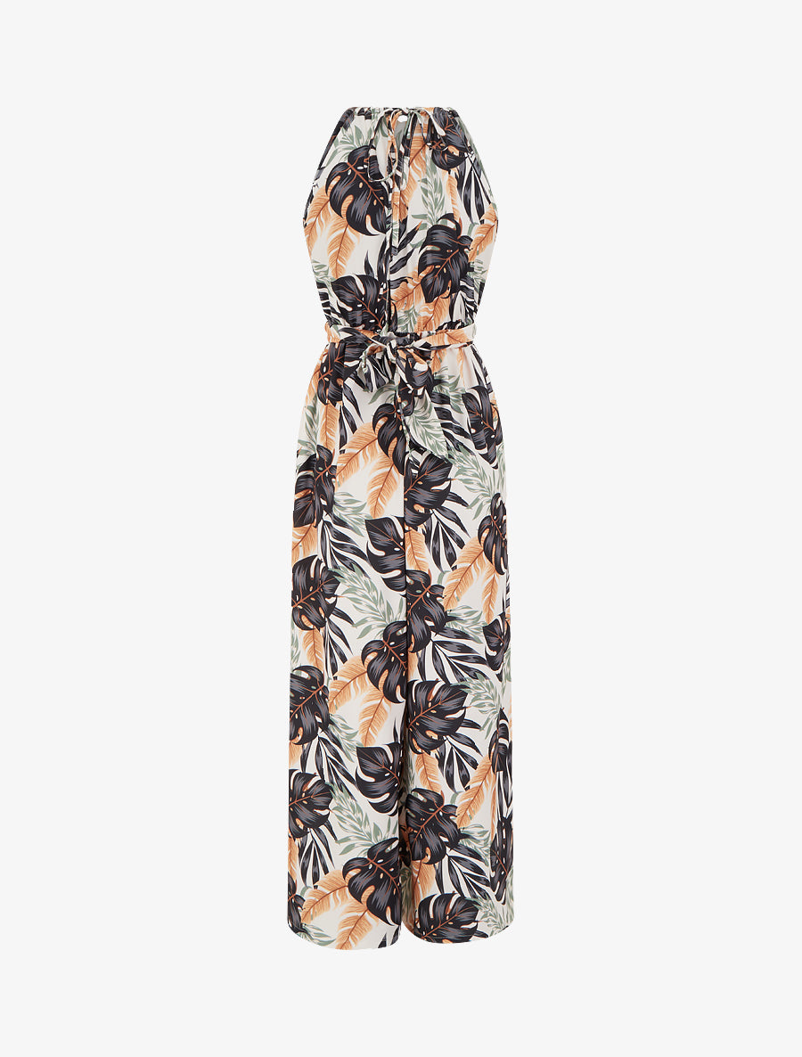 Combinaison sans manches à imprimé tropical - Noir - 2