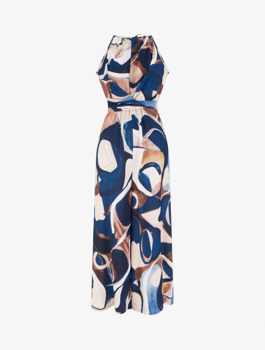 Combinaison sans manches à imprimé abstrait - Marine - 1