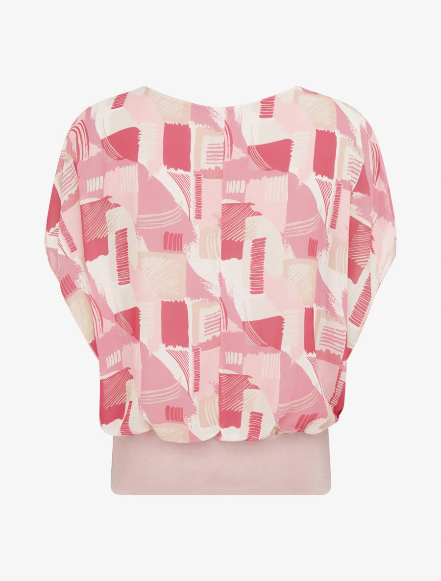 Top boule manches courtes imprimé graphique - Rose - 2