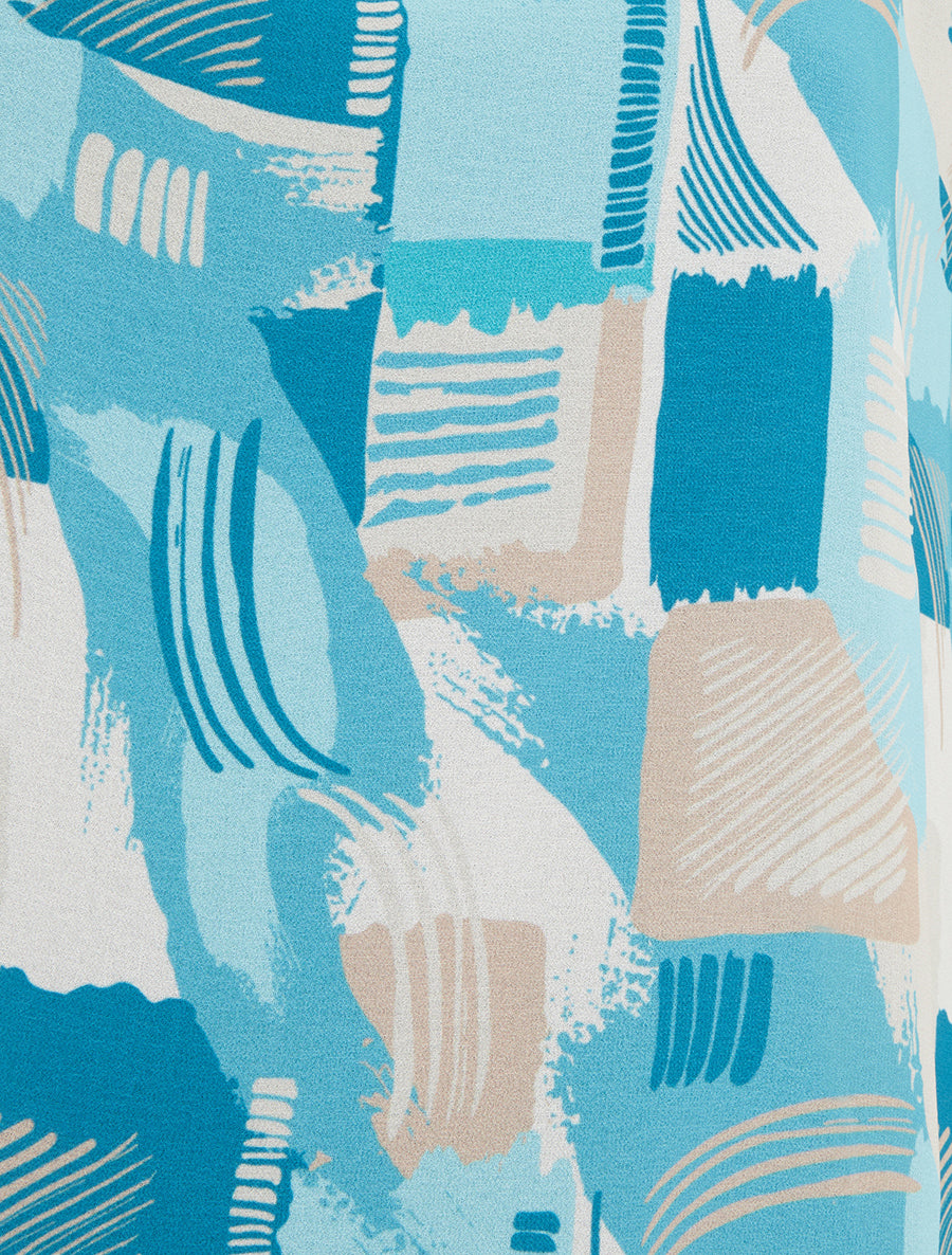 Top boule manches courtes imprimé graphique - Turquoise - 3