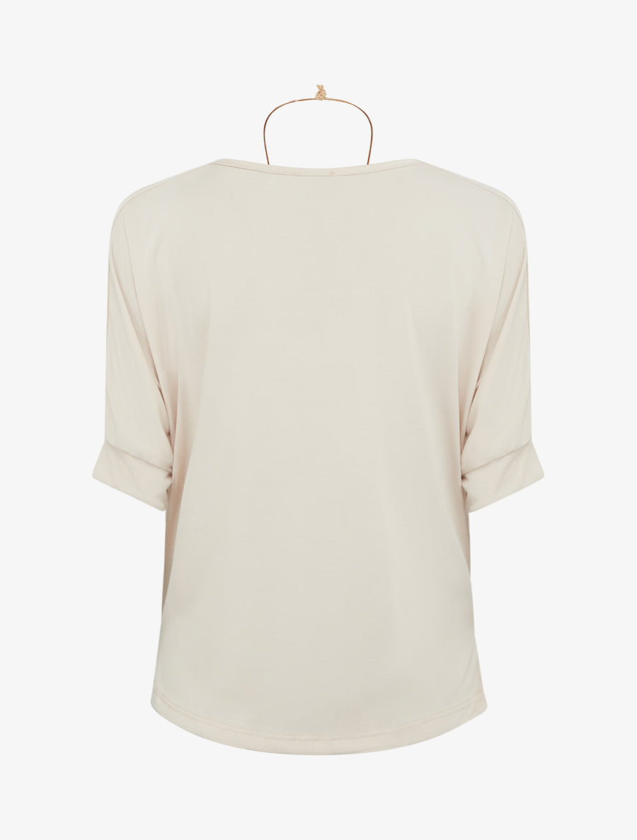 Top fluide à col bénitier - Beige - 2