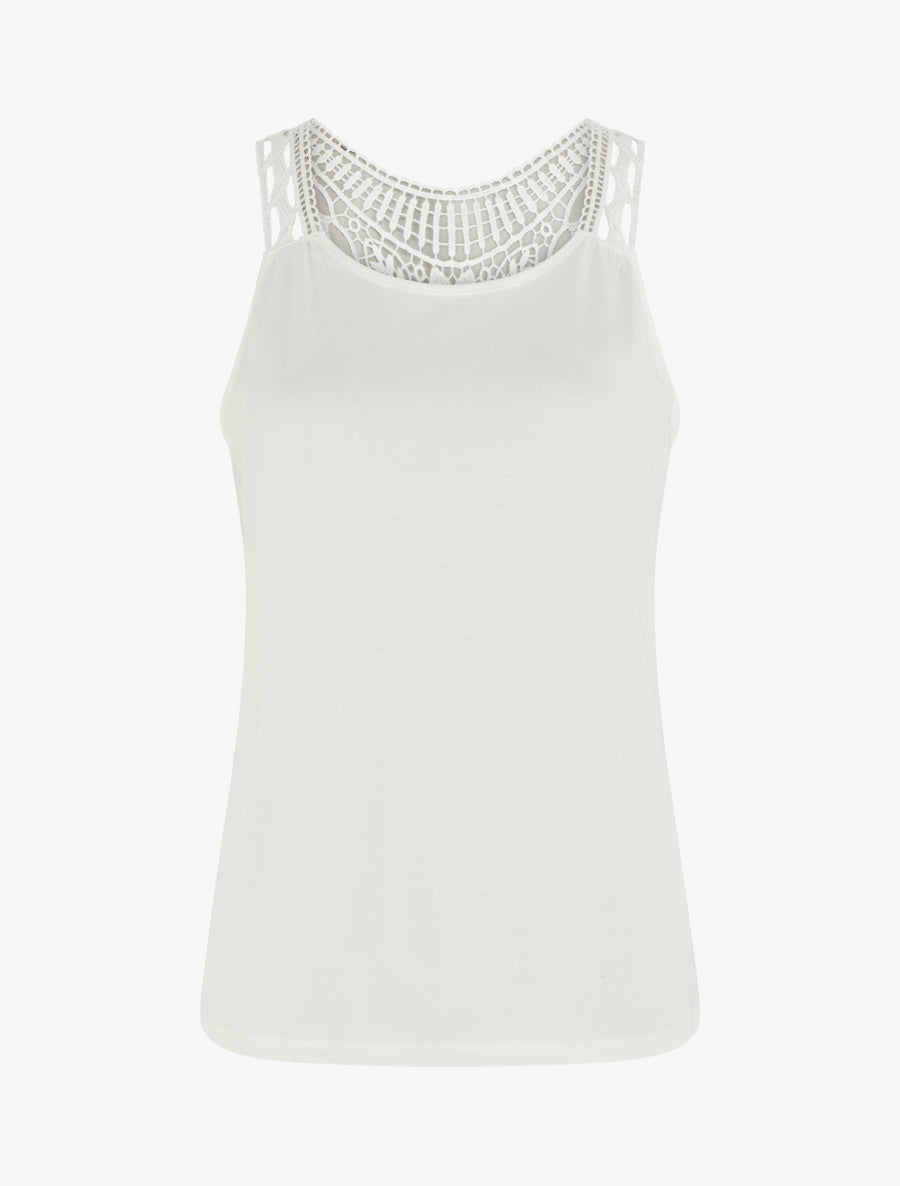 Débardeur droit à dos en crochet - Blanc - 1