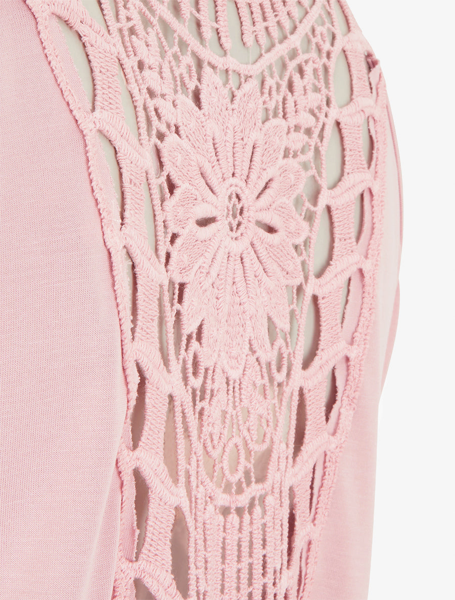 Débardeur droit à dos en crochet - Rose - 3