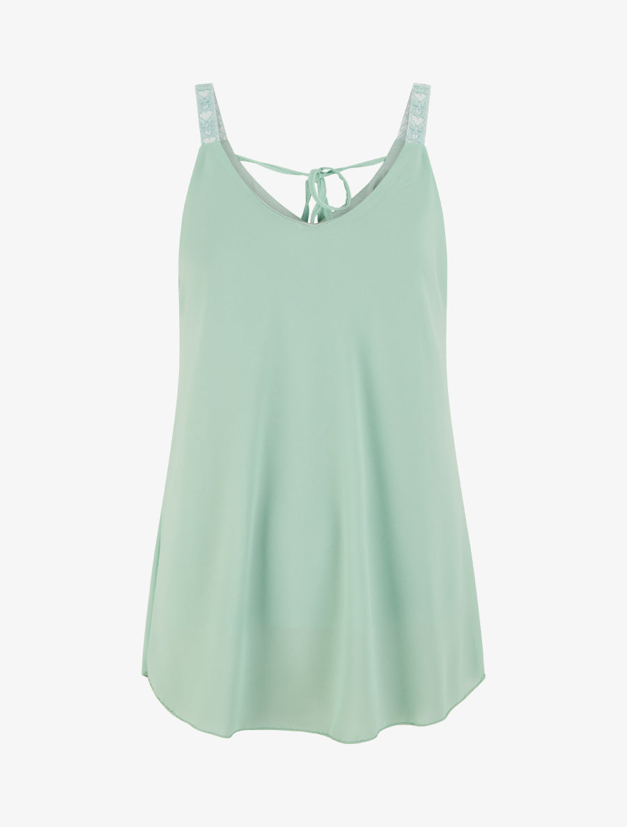 Caraco en voile à bretelles motif coeur - Vert d&