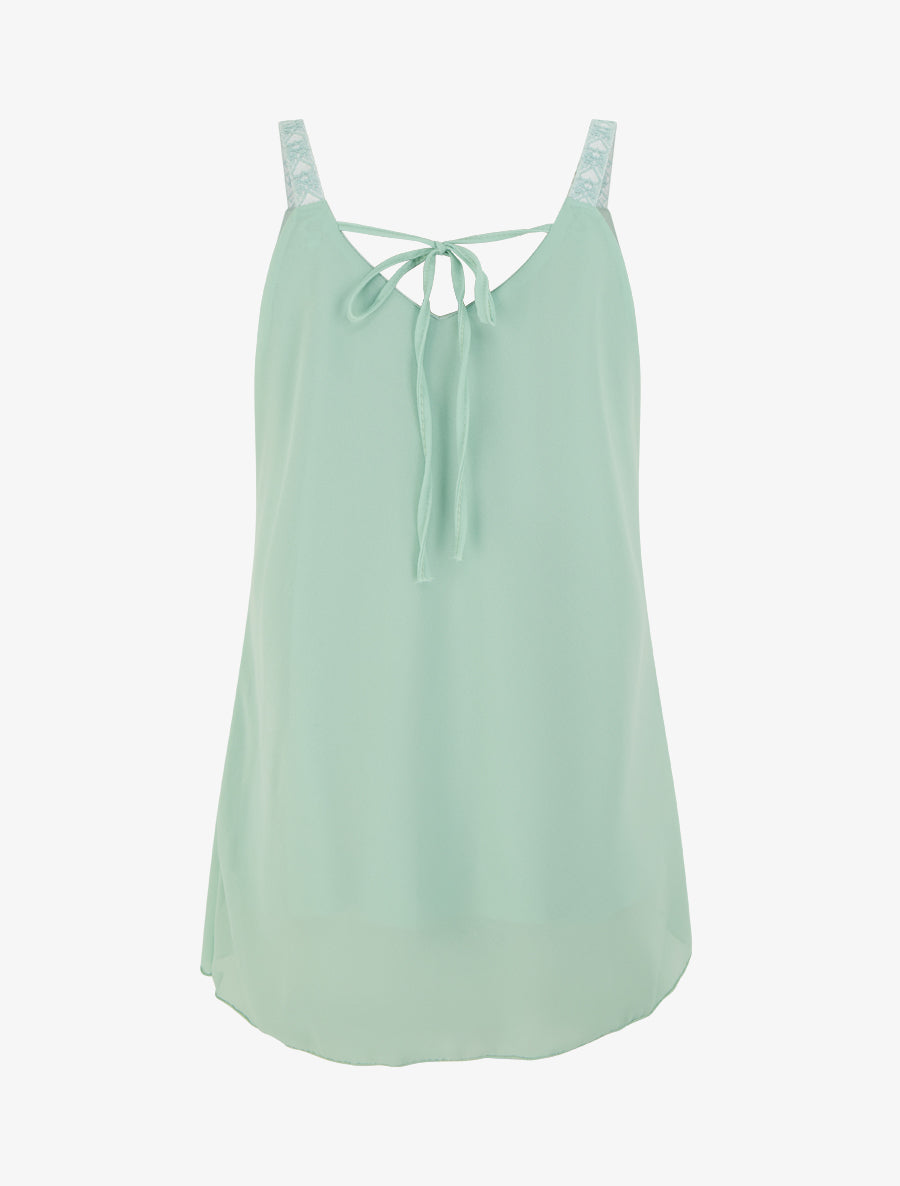 Caraco en voile à bretelles motif coeur - Vert d&