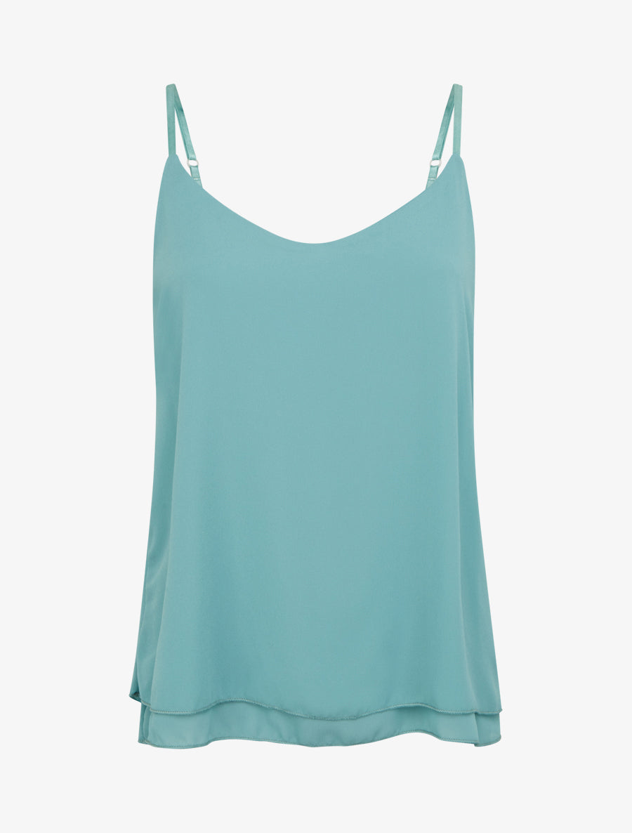 Caraco uni en voile superposé - Turquoise - 1