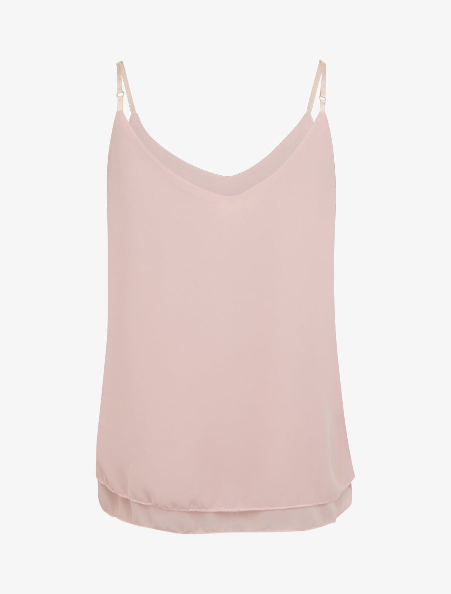 Caraco uni en voile superposé - Vieux rose - 2