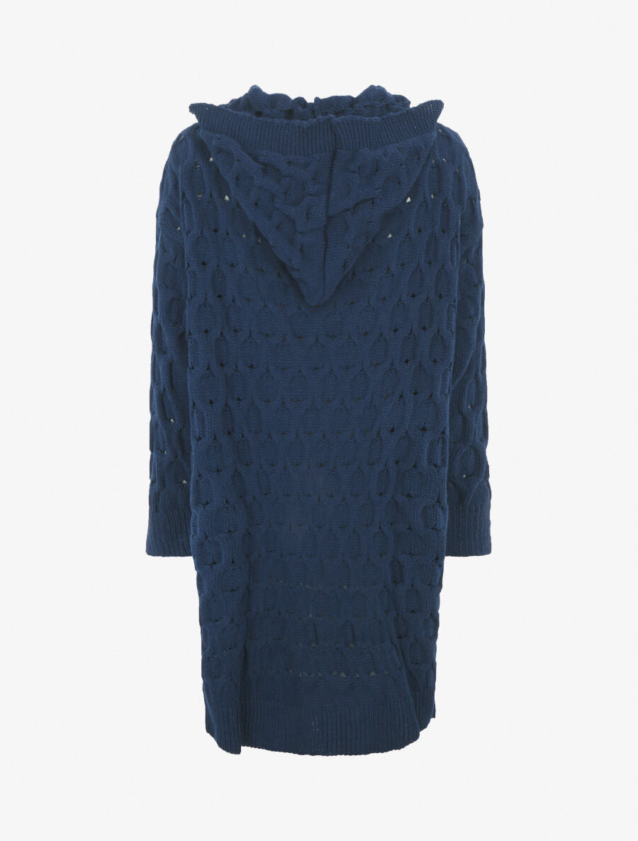 Gilet ouvert uni et torsadé - Marine - 2