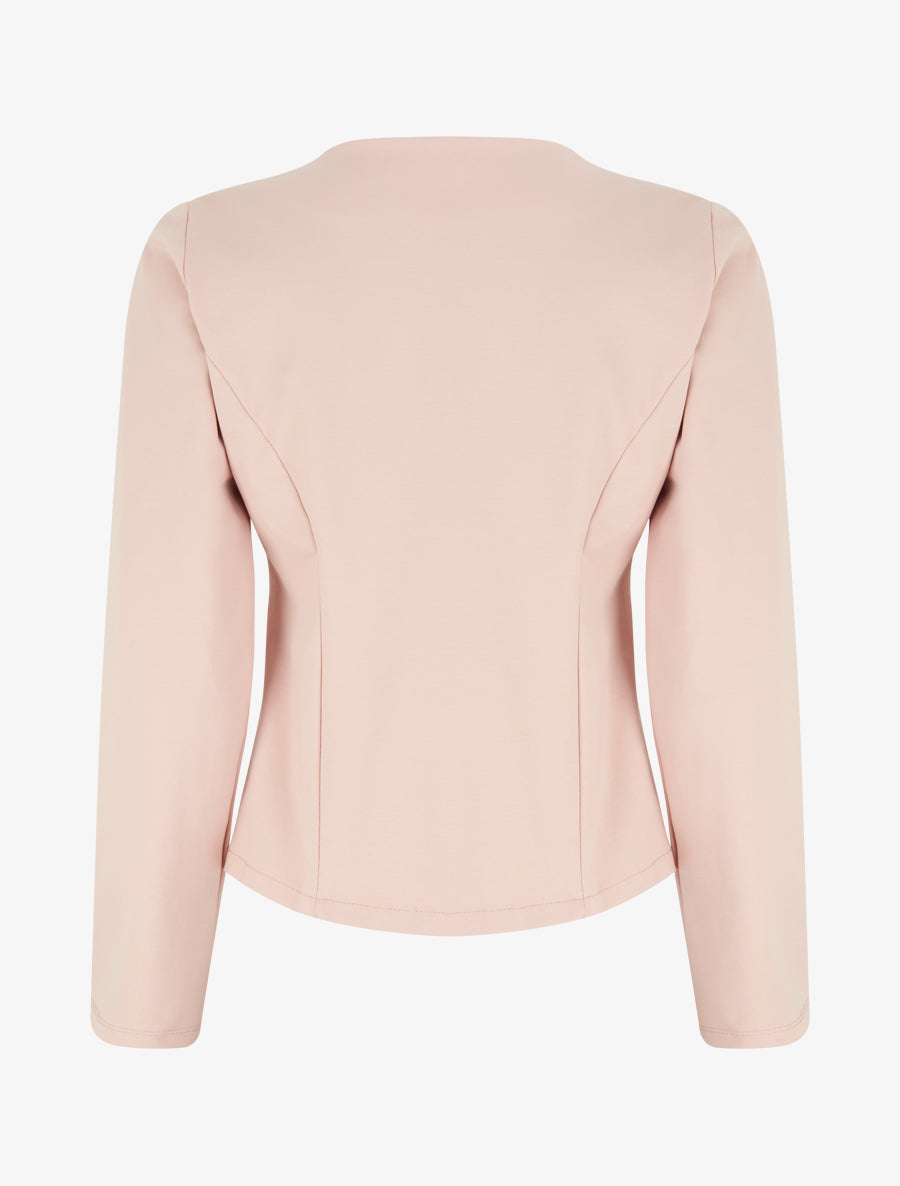 Veste droite à poches zippées - Rose - 2