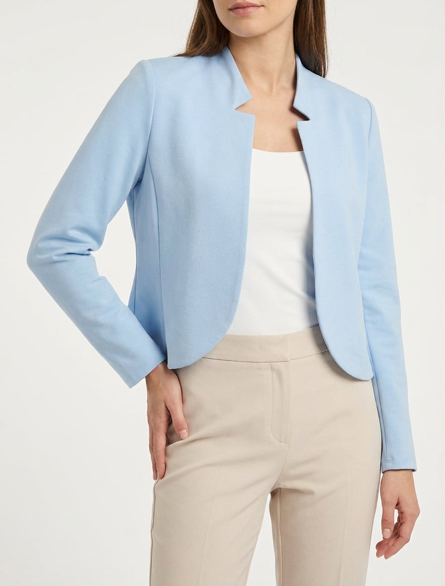 Veste courte à col cranté - Bleu ciel