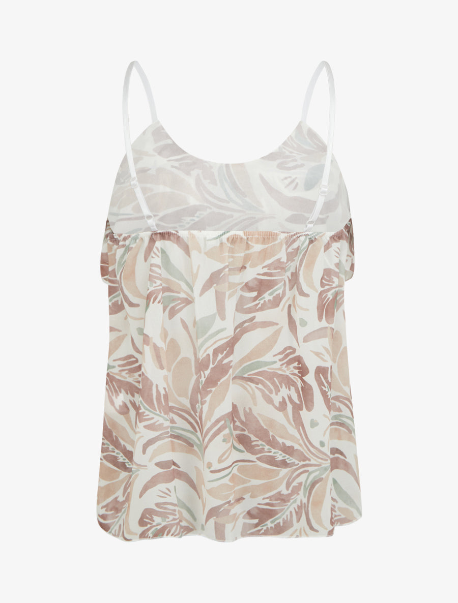 Caraco volanté imprimé feuilles - Taupe - 2