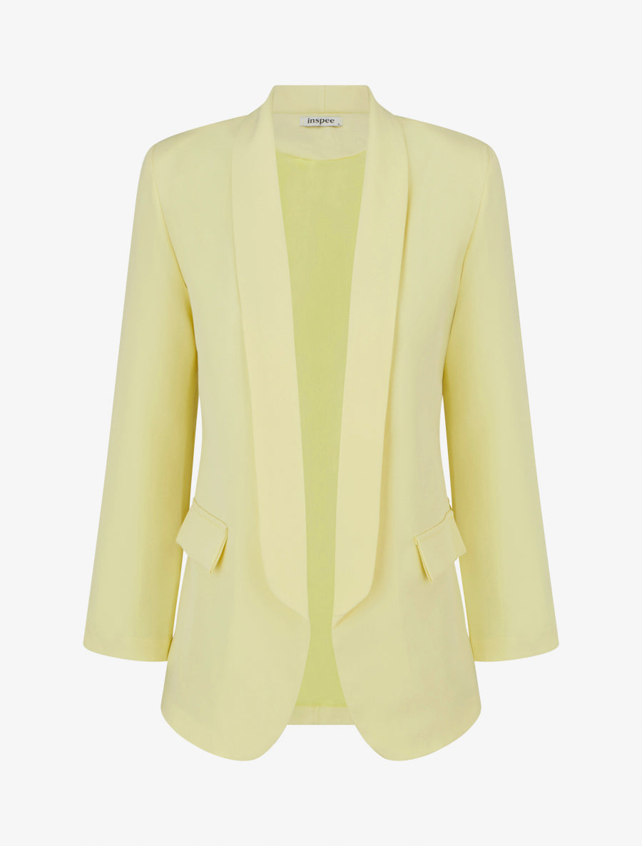 Blazer uni à manches longue - Jaune citron - 1