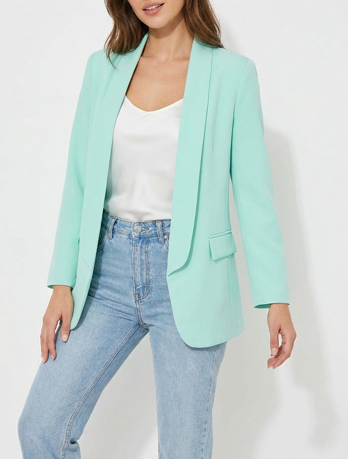 Effen blazer met lange mouwen - Watergroen