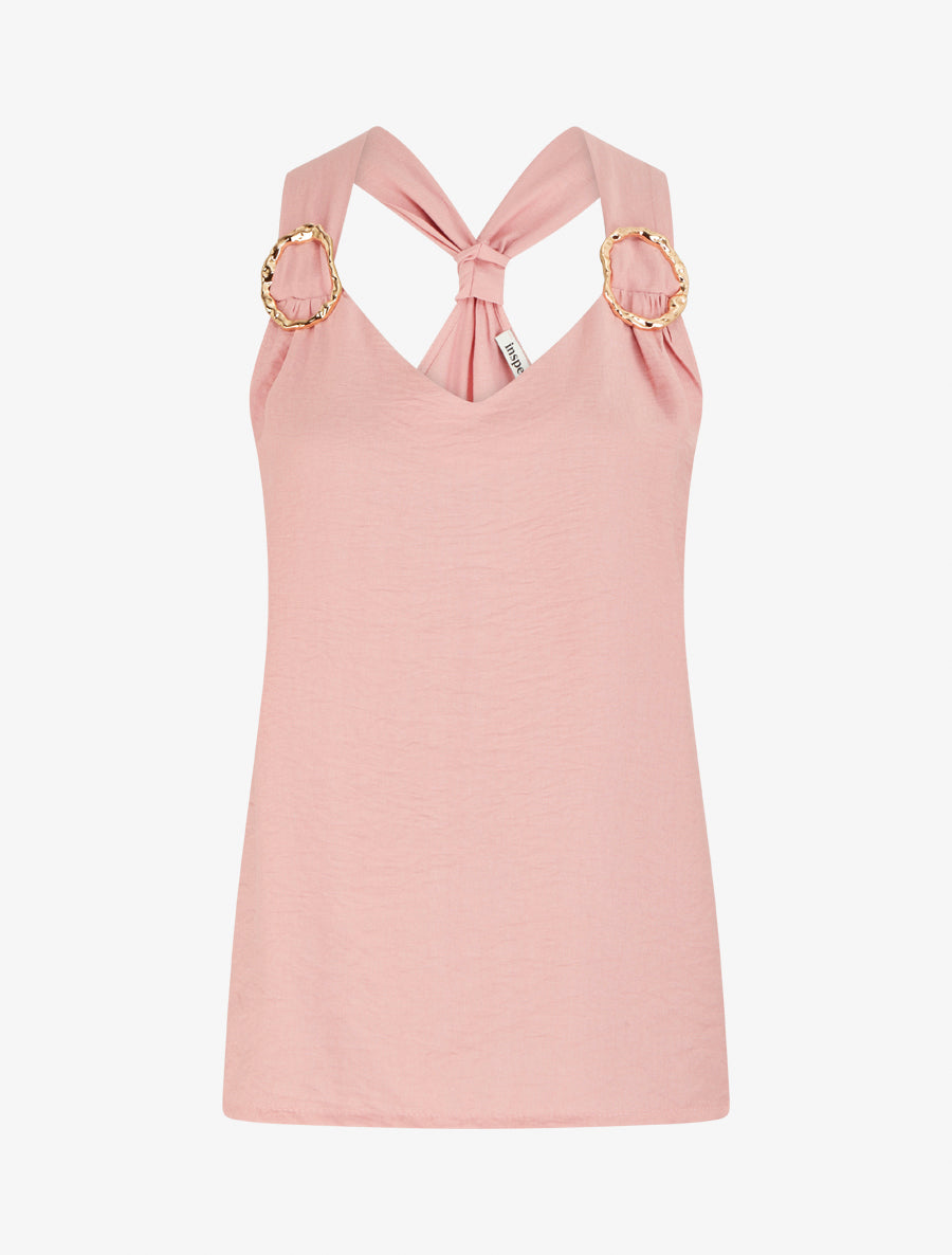 Top droit à dos nageur et bretelles bijoux - Rose - 1