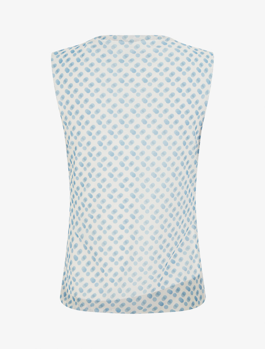 Top sans manches en tulle à pois - Bleu - 2