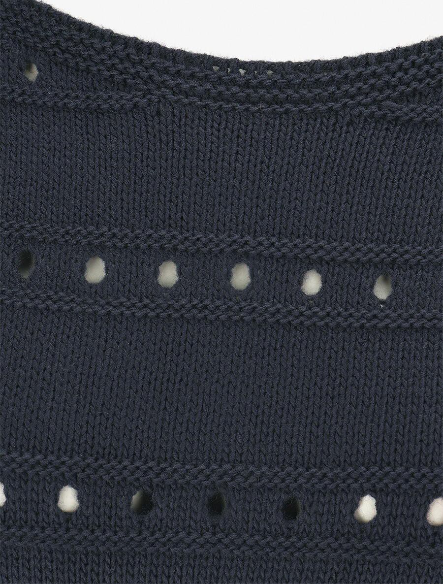 Pull en maille ajourée et en relief - Marine - 3