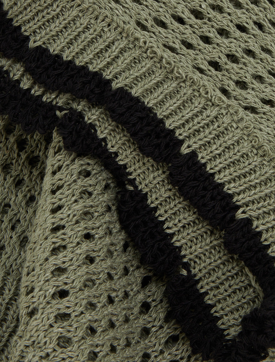 Pull sans manches à col contrastant - Kaki - 3