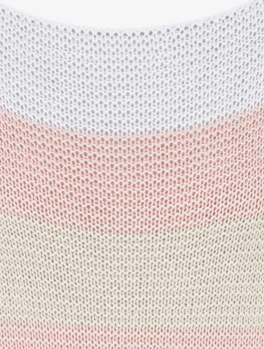 Pull ample à rayures et manches 3/4 - Rose - 3