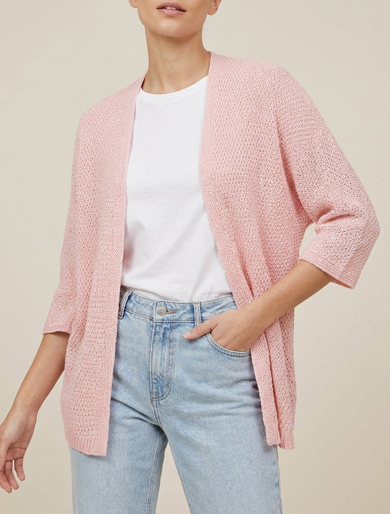 Open recht vest in breiwerk - Roos