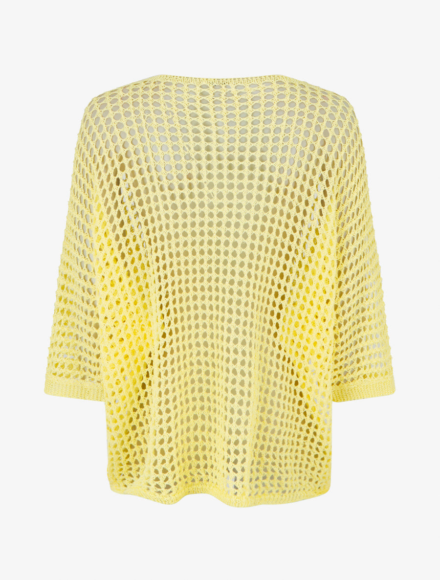 Pull uni ajouré à manches courtes - Jaune - 2