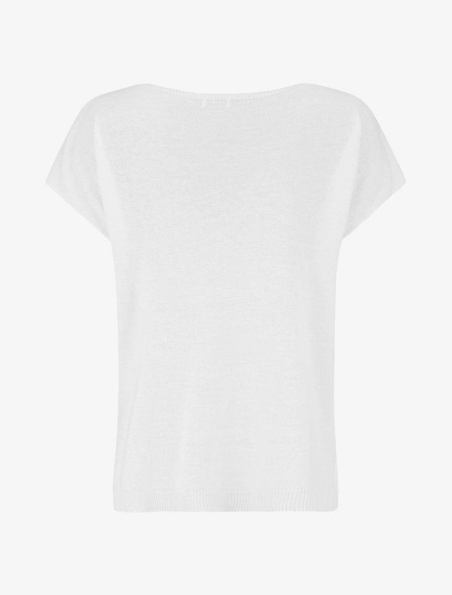 Pull fin uni en maille - Blanc - 2