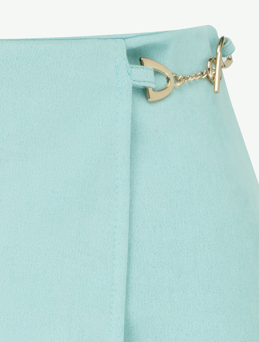 Mini-jupe portefeuille en suédine - Vert d&