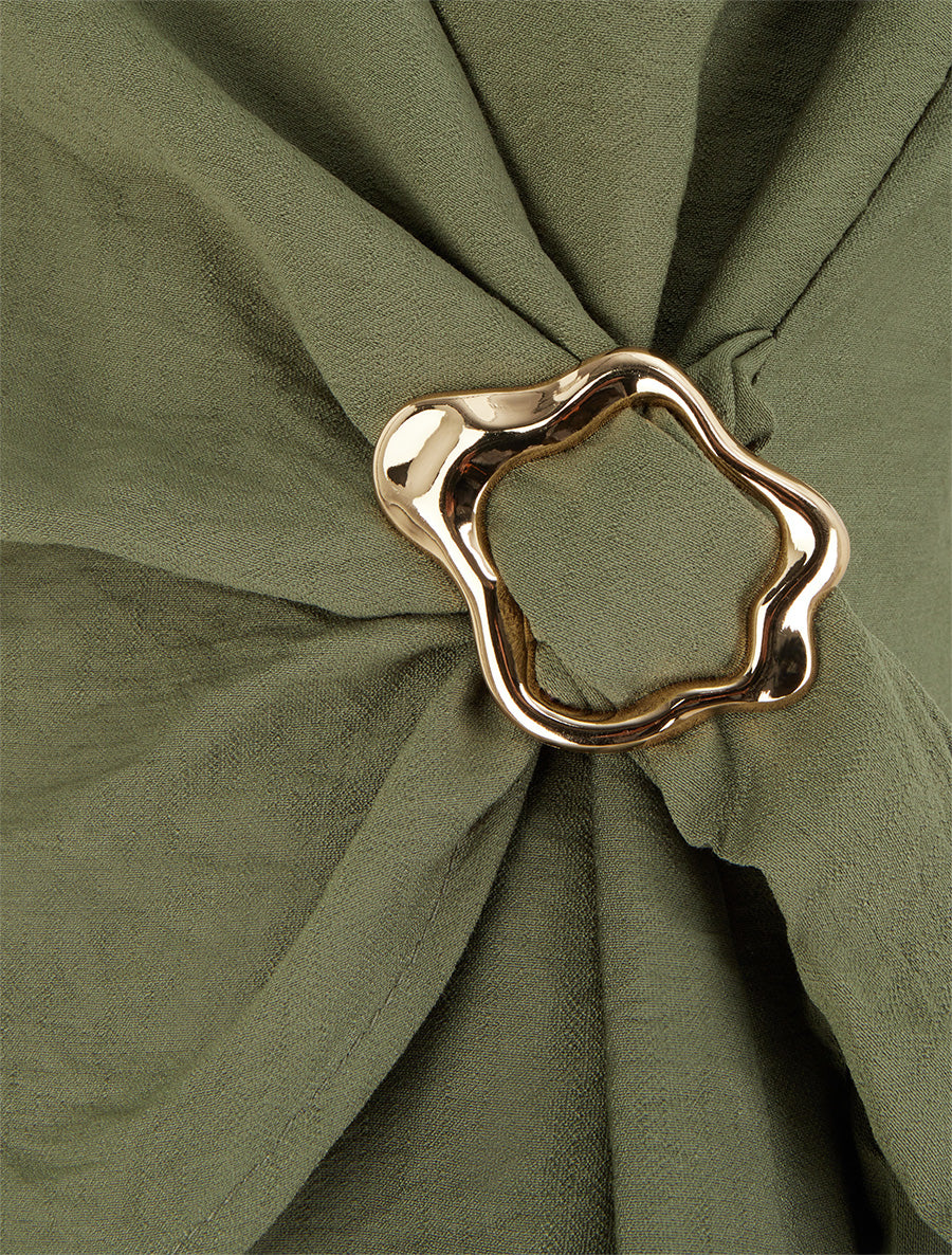 Top croisé à empiècement bijou - Kaki - 3