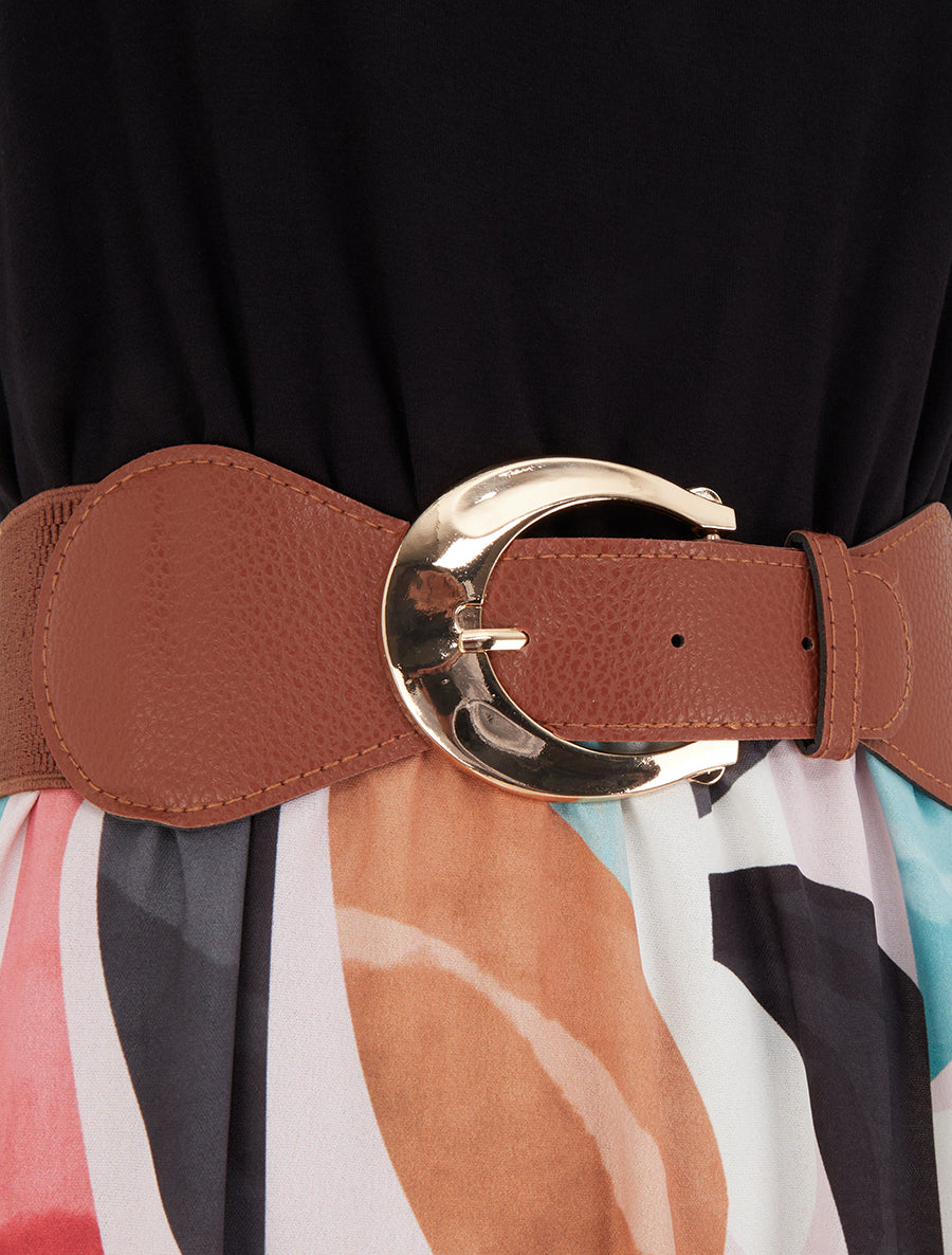 Robe imprimé fantaisie à bretelles en simili - Noir - 3