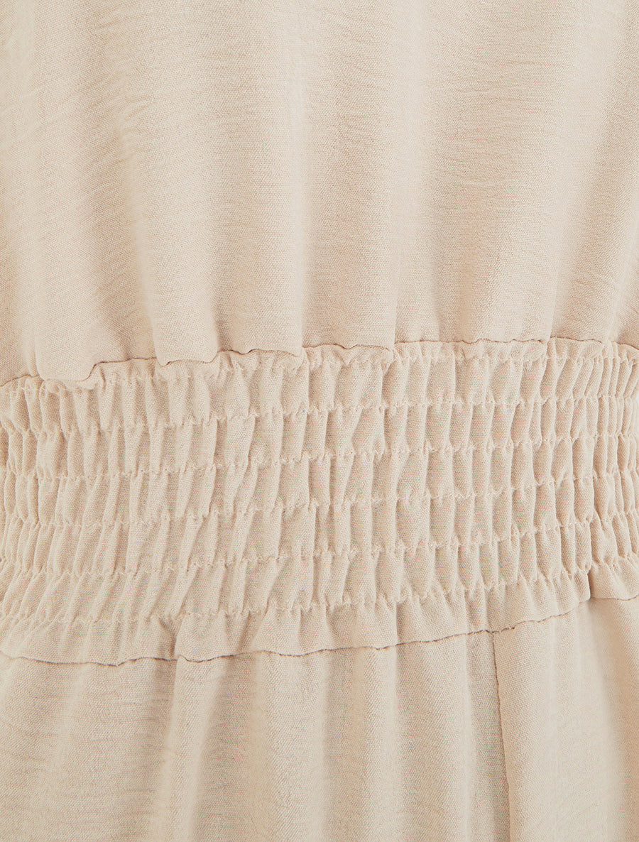 Combinaison unie à bretelles à motif coeurs - Beige - 3