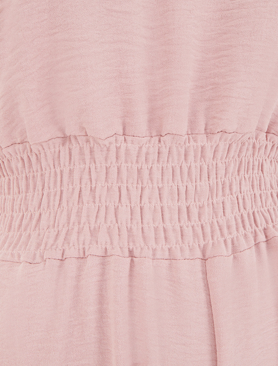 Combinaison unie à bretelles à motif coeurs - Vieux rose - 3