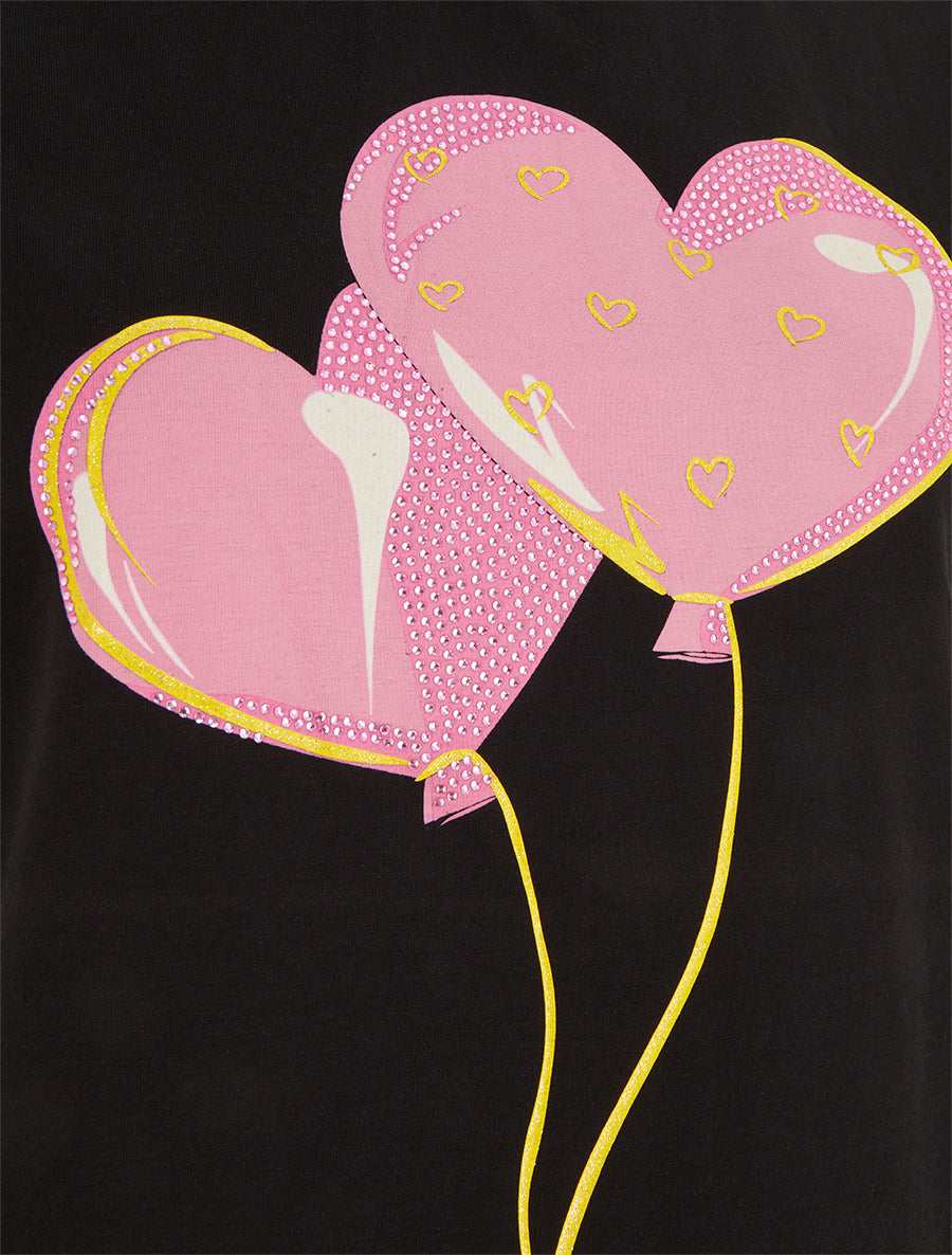 T-shirt à motif coeurs - Noir - 3