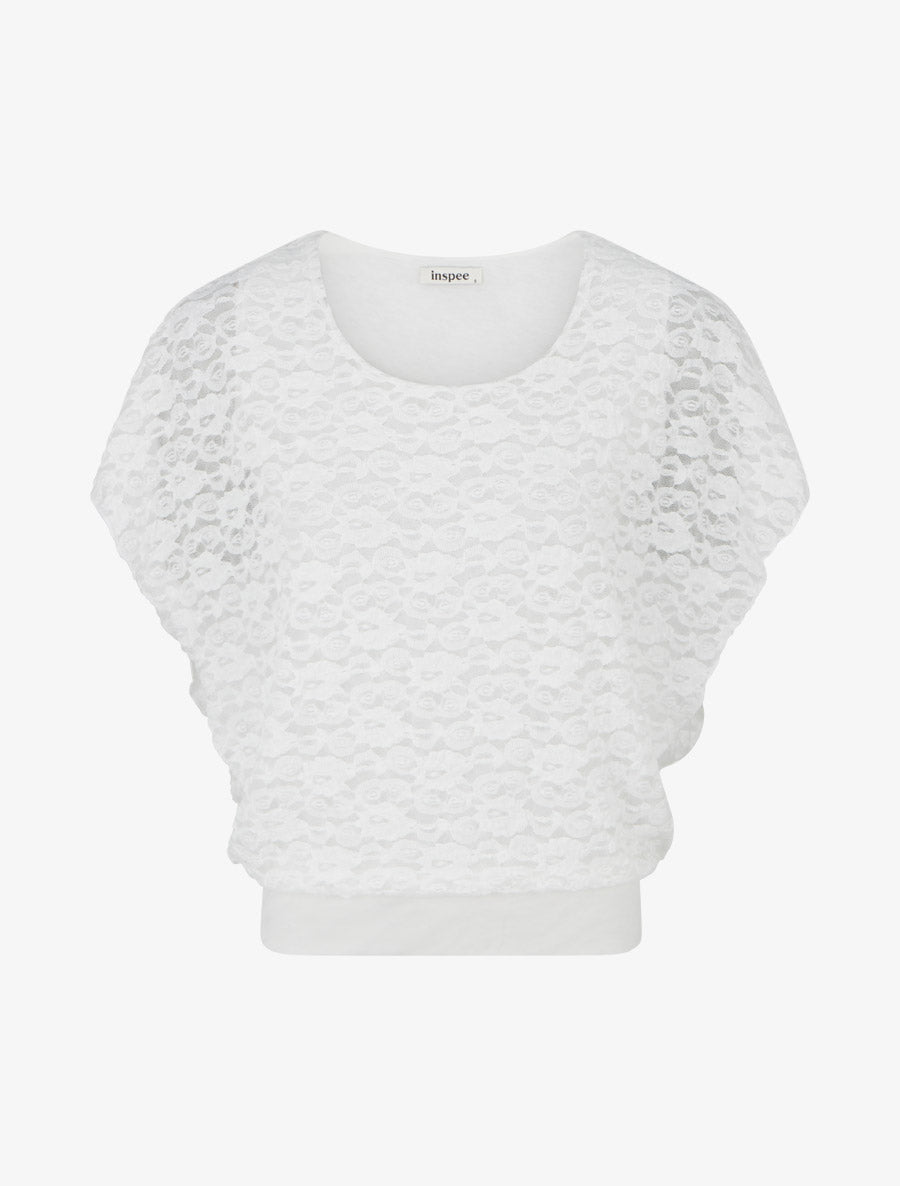 Top boule en dentelle - Blanc