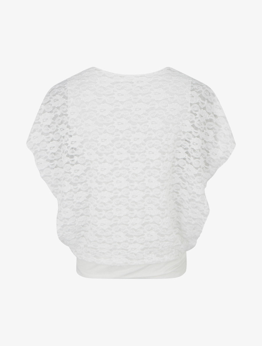 Top boule en dentelle - Blanc