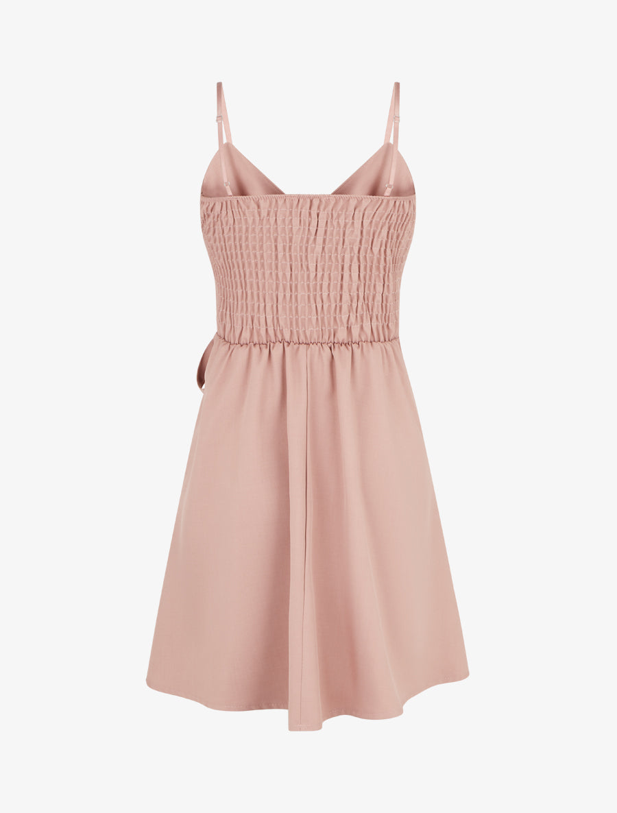 Robe patineuse unie à fines bretelles - Rose - 2