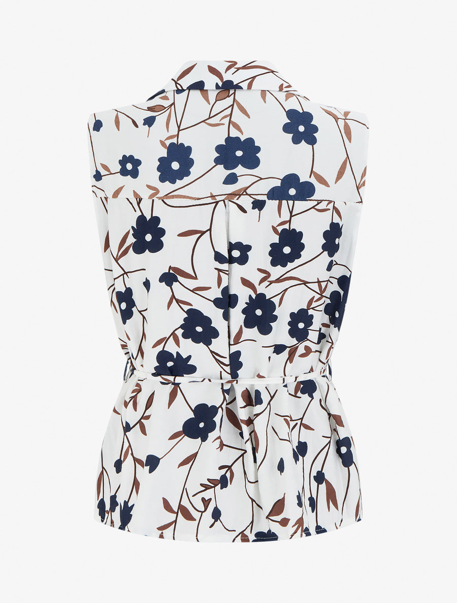 Top sans manches imprimé floral - Marine - 2