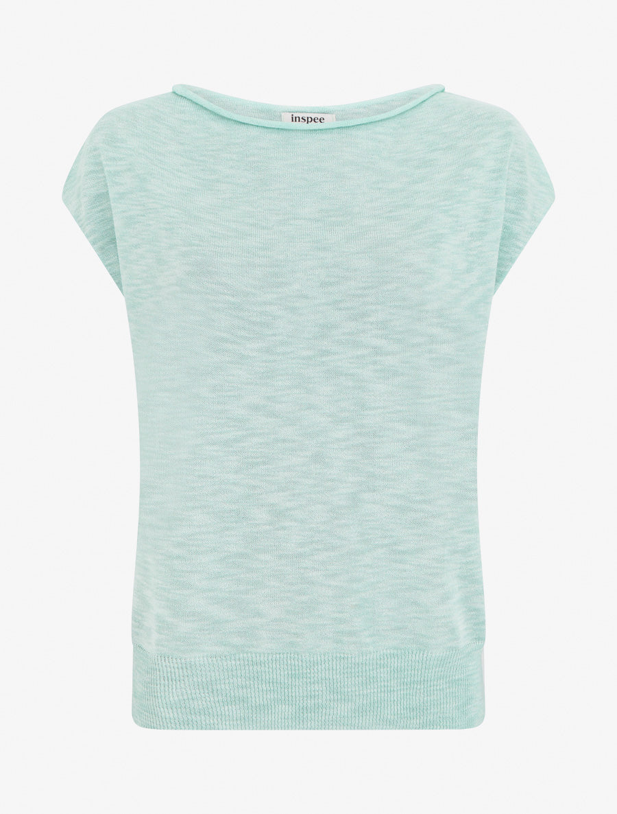 Top fin en maille - Turquoise - 1