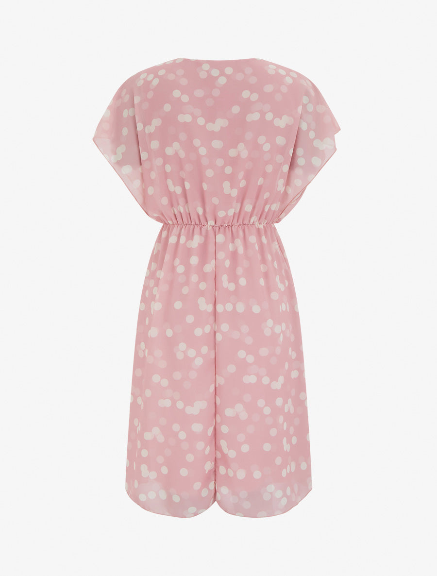 Robe imprimé pois à col cache-coeur - Vieux rose - 2