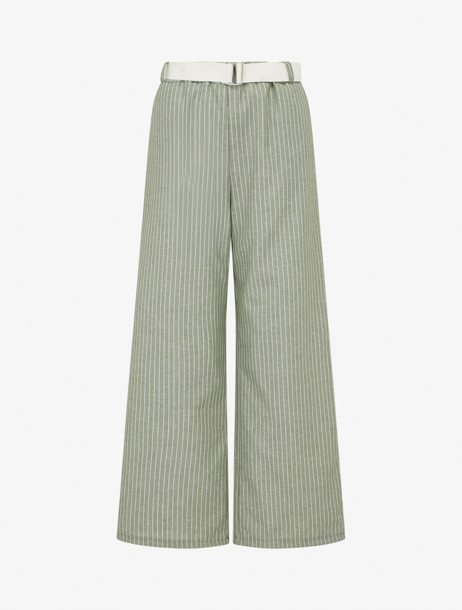 Pantalon ample à rayures - Kaki - 1