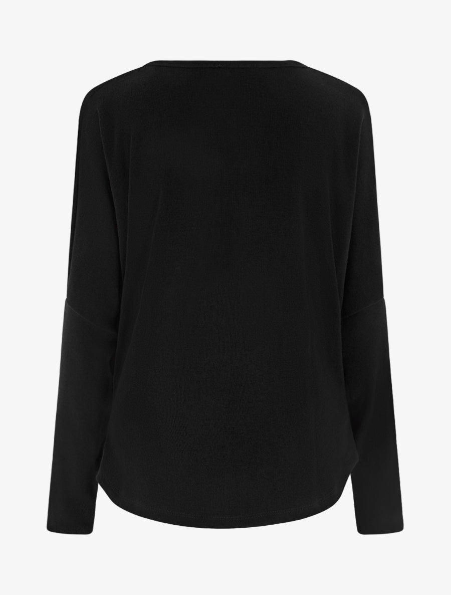 Pull à col bénitier et inscription LOVE - Noir - 2