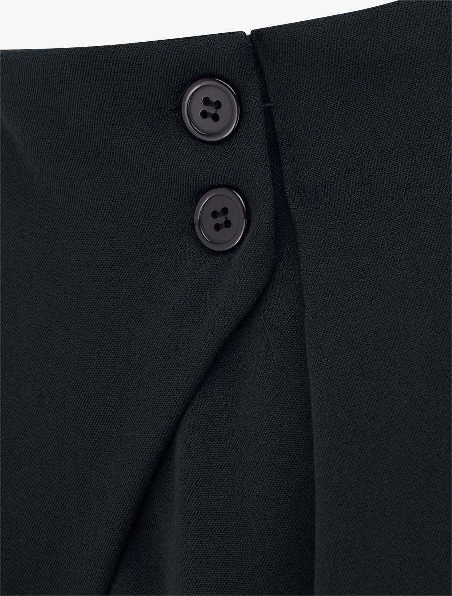 Pantalon uni à taille élastiquée - Noir - 3