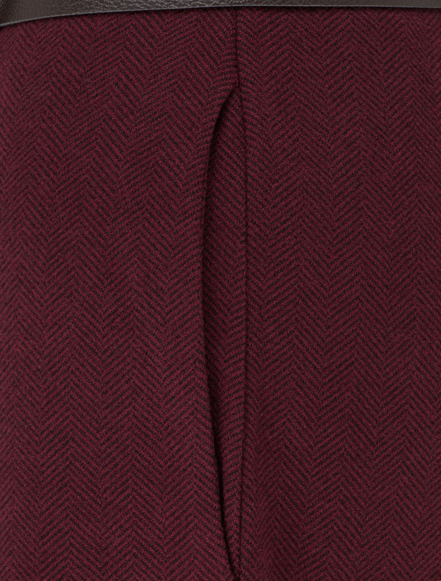 Pantalon ample en feutrine à taille haute - Lie de vin - 3