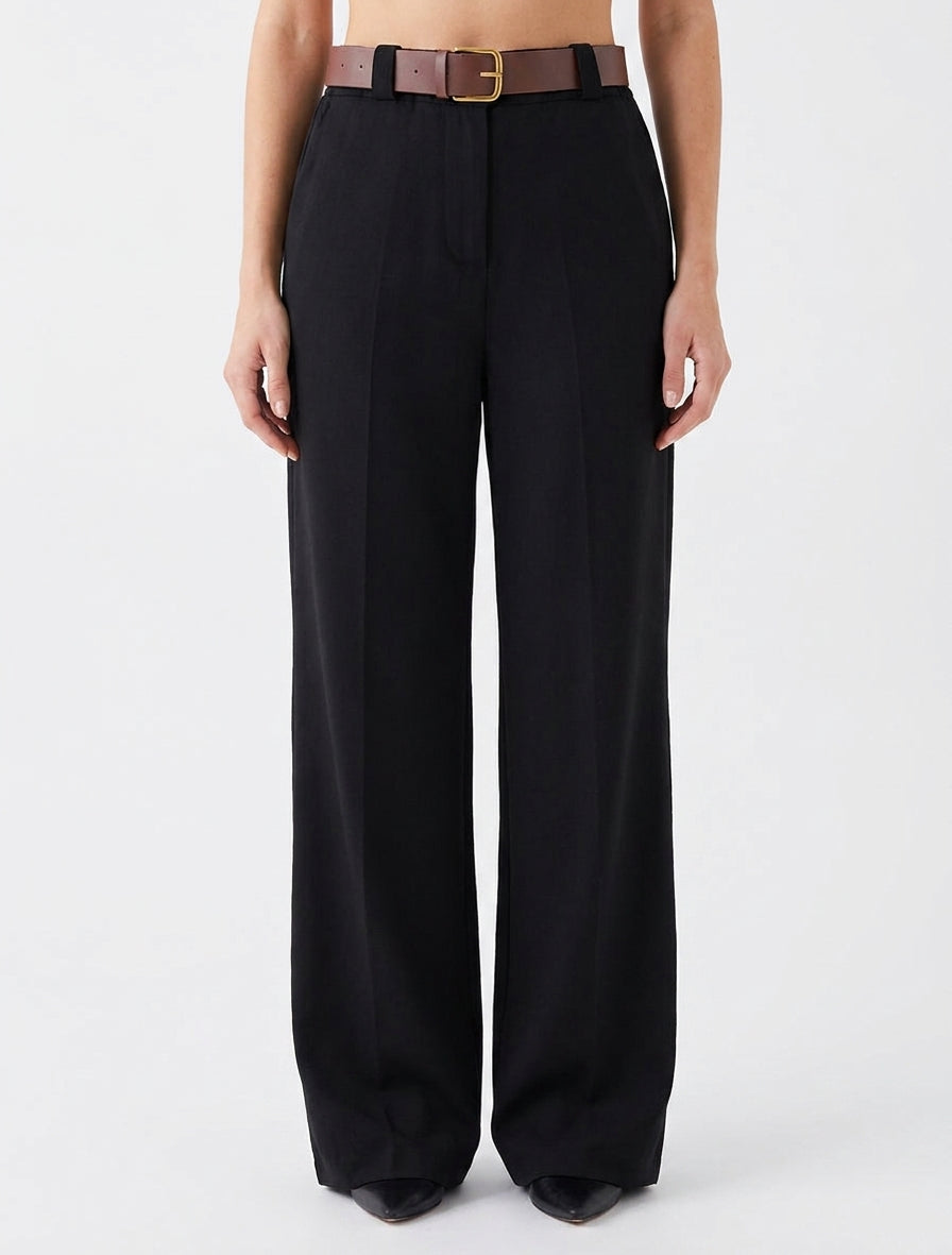 Elastische broek met wijde snit - Zwart