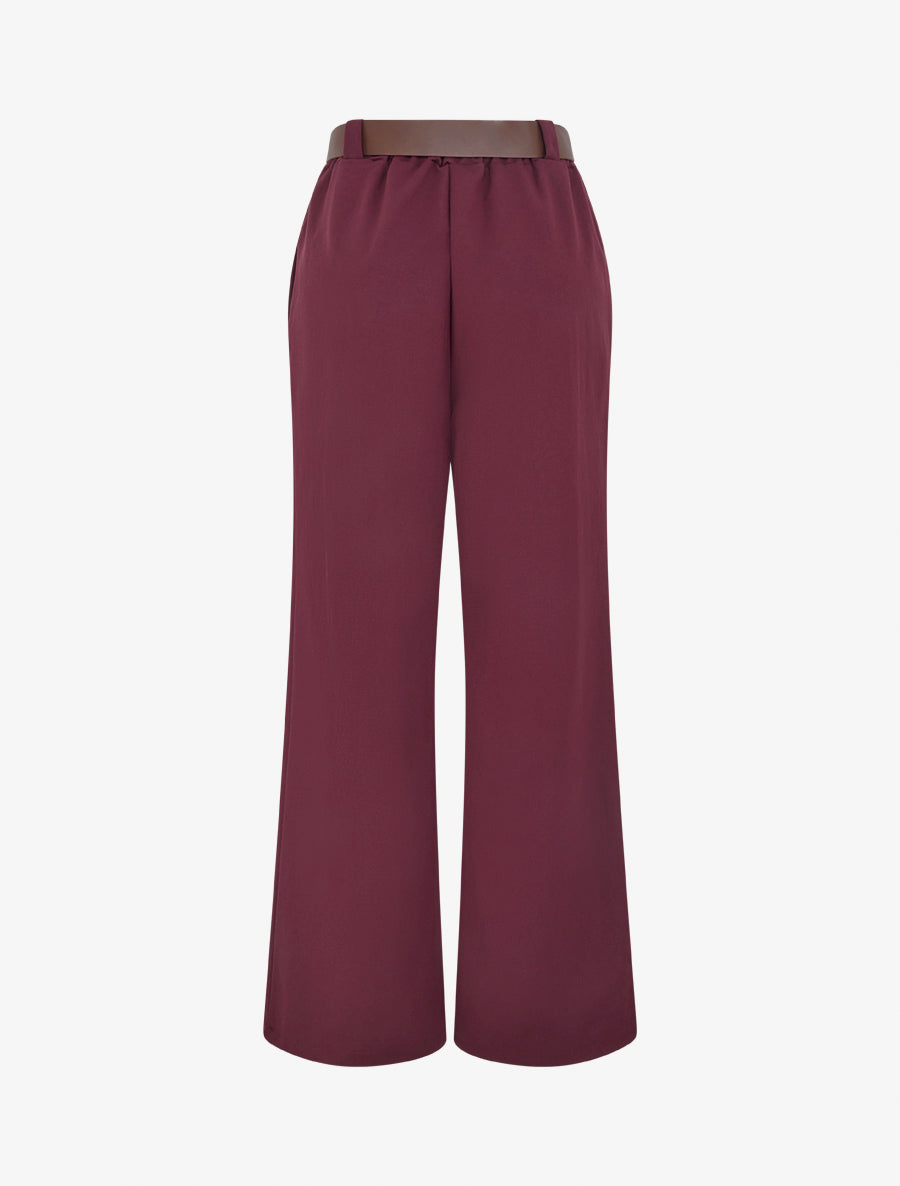 Pantalon élastiqué coupe ample - Lie de vin - 2
