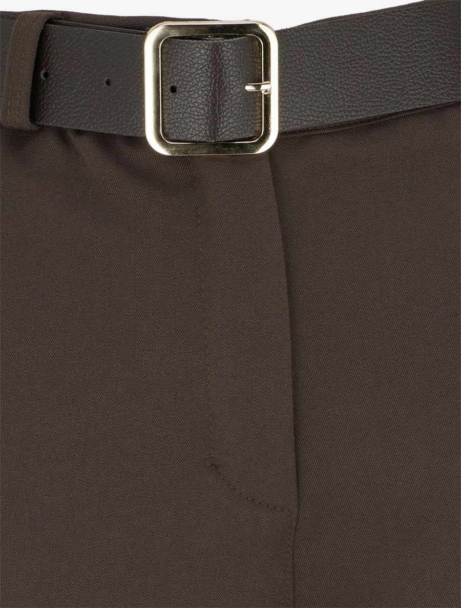 Short à revers ceinturé - Marron - 3