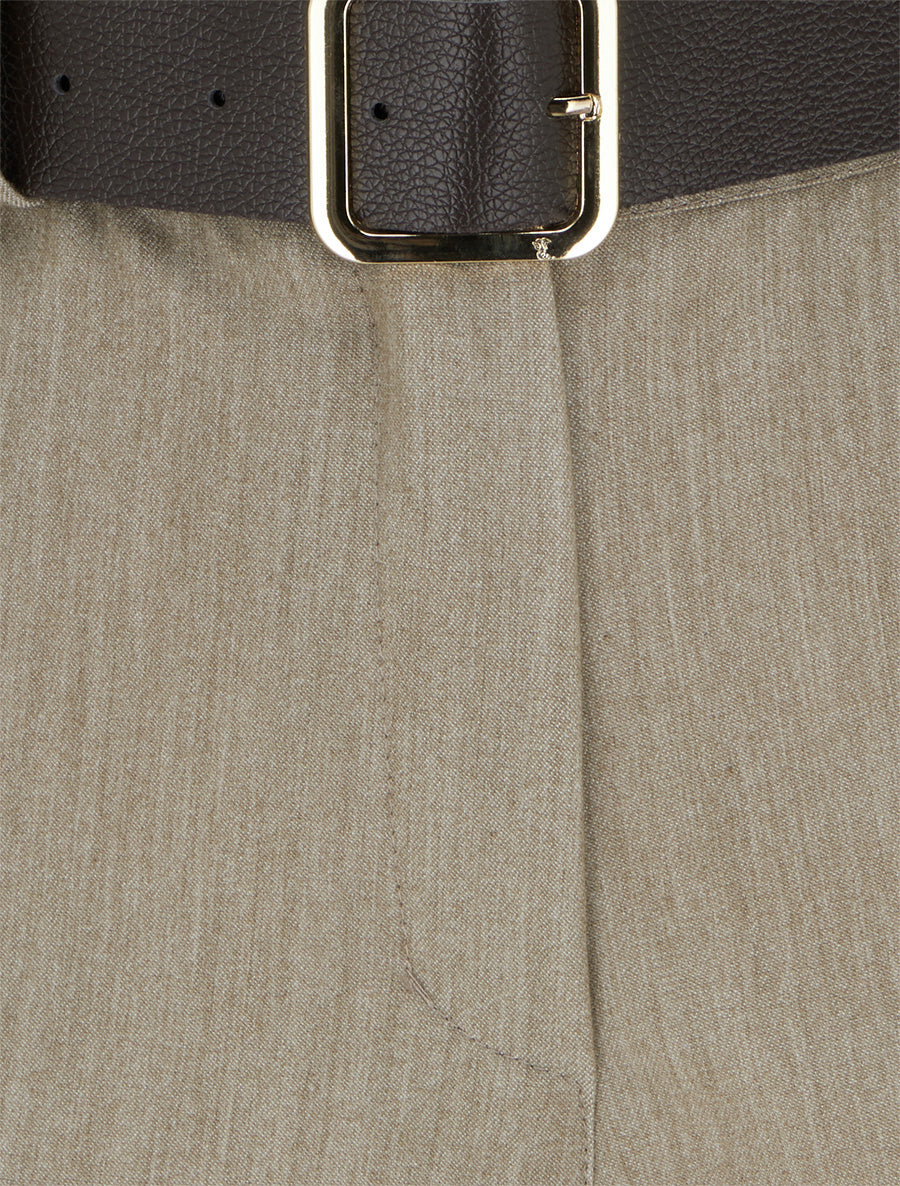 Short à revers ceinturé - Taupe - 3
