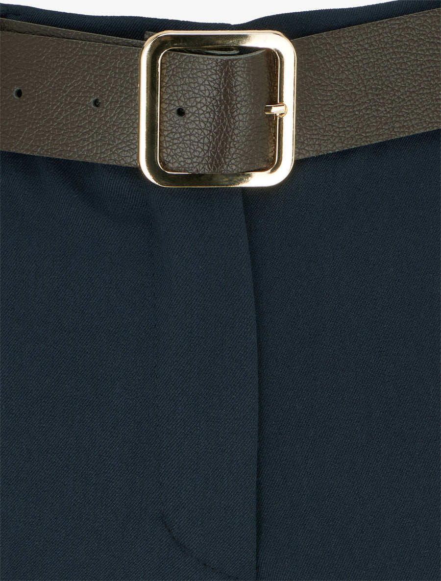 Short à revers ceinturé - Marine - 3