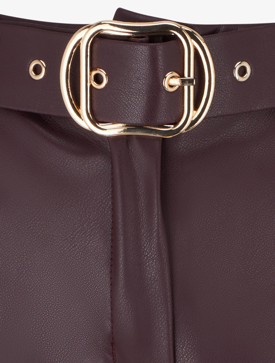 Short en simili à revers - Prune - 3