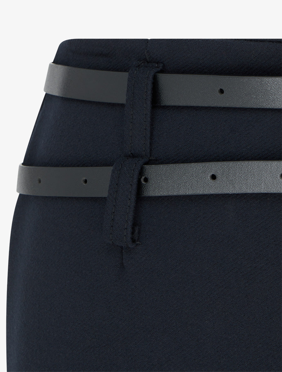 Pantalon ample taille haute à double ceintures - Marine - 3