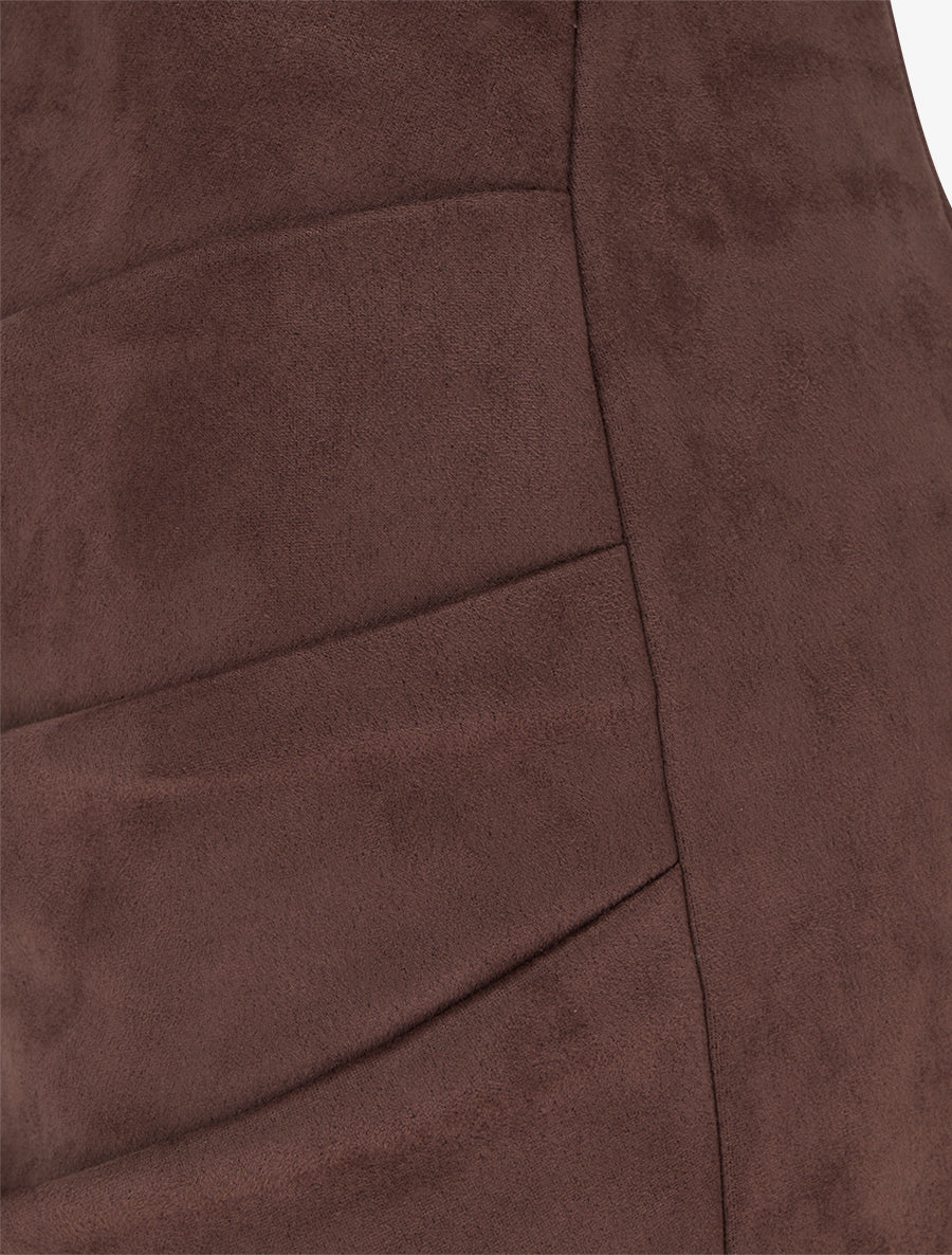 Jupe style portefeuille en suédine - Marron - 3