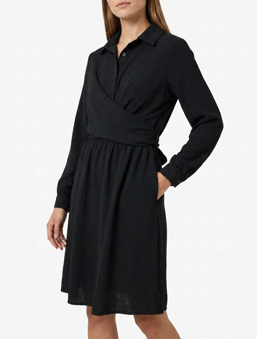 Blousejurk met strikdetail - Zwart